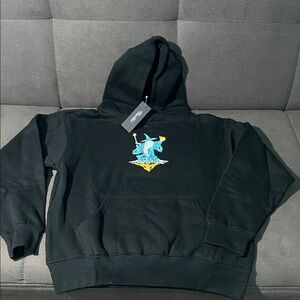 Primitive Black youth size L Hoodie with Blue & Yellow Crest